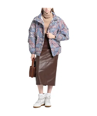 Isabel Marant Étoile Two-tone Printed Down Jacket In Multi