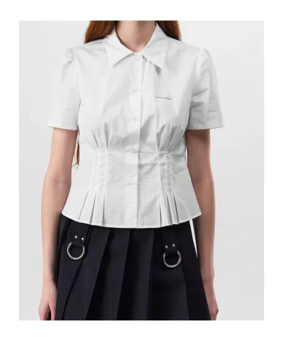 Prada Pleated Shirt In White