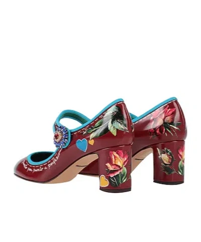 Dolce & Gabbana Floralpattern Leather Shoes In Red