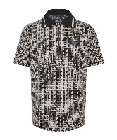 Balmain Men Labyrinth Polo Shirt With Jacquard Effect In Multi