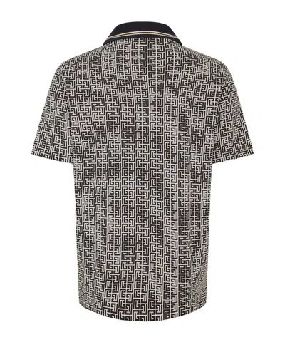Balmain Men Labyrinth Polo Shirt With Jacquard Effect In Multi