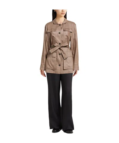 Brunello Cucinelli Belted Jacket In Red