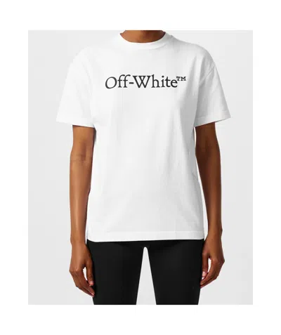 Off-white Relaxed Fit Cotton Tee With Oversized Logo In White