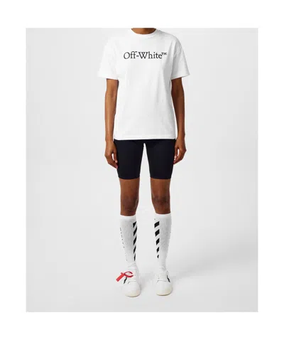 Off-white Relaxed Fit Cotton Tee With Oversized Logo In White