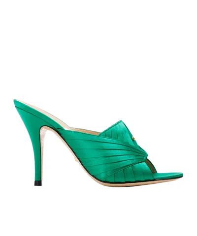 Gucci Solid Heeled Sandals In Green