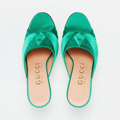 Gucci Solid Heeled Sandals In Green