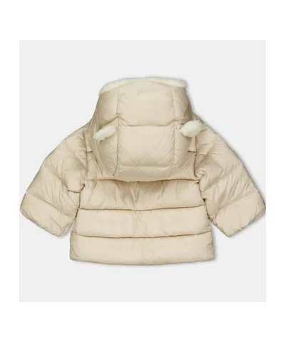 Moncler Logo Patch Down Jacket In Neutral