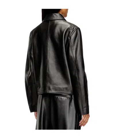 Diesel Simple And Versatile Leather Jacket In Black
