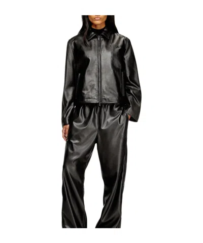 Diesel Simple And Versatile Leather Jacket In Black
