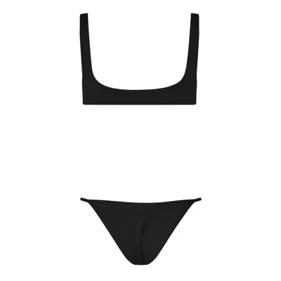 Off-white Simple Printed Swimsuit In Black