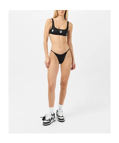 Off-white Simple Printed Swimsuit In Black