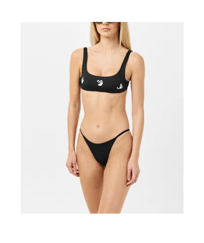 Off-white Simple Printed Swimsuit In Black