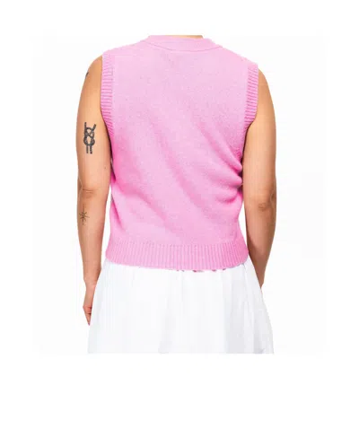Ganni Cherry Pattern Wool Vest In Pink