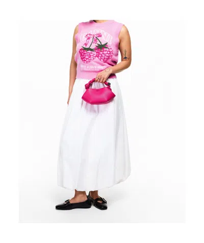 Ganni Cherry Pattern Wool Vest In Pink