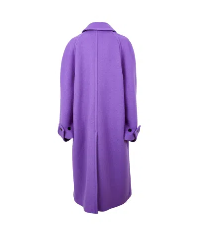 Gucci Solid Color Wool Overcoat In Purple