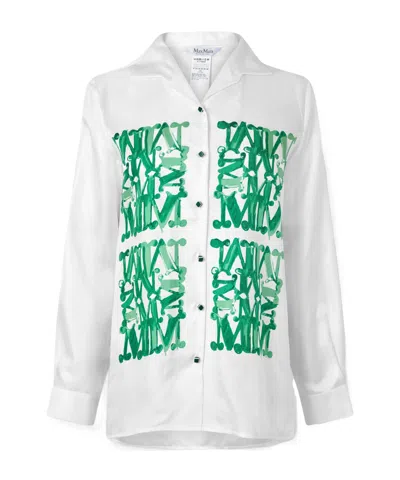 Max Mara Patterned Long-sleeve Shirt In White