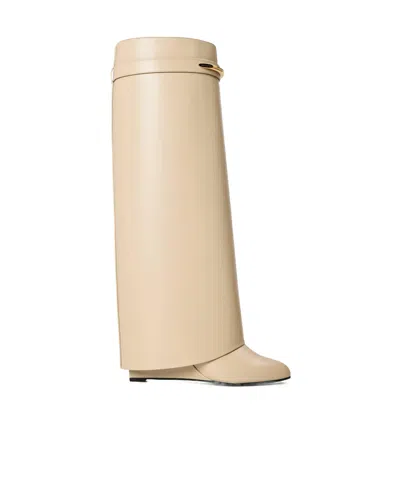 Givenchy Shark 95 Leather Knee-high Boots In Neutral