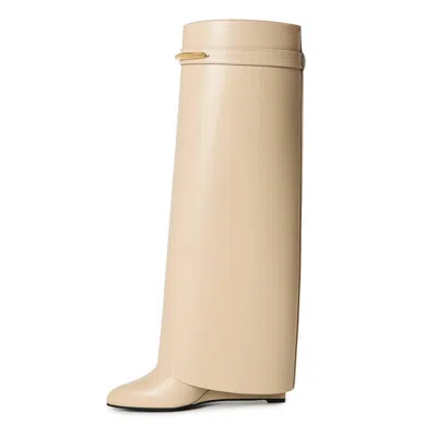 Givenchy Shark 95 Leather Knee-high Boots In Neutral