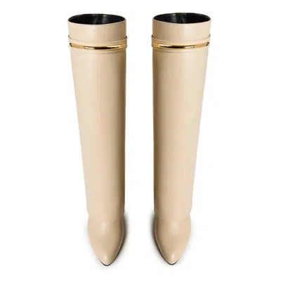 Givenchy Shark 95 Leather Knee-high Boots In Neutral