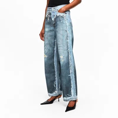 Acne Studios Trompe L Oeil Jeans Mid Rise Trousers In Blue