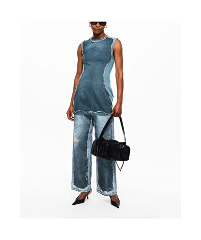 Acne Studios Trompe L Oeil Jeans Mid Rise Trousers In Blue