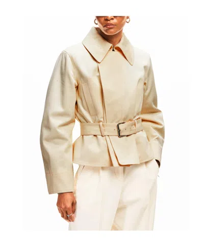 Givenchy Solid Color Long Sleeve Coat In Nude