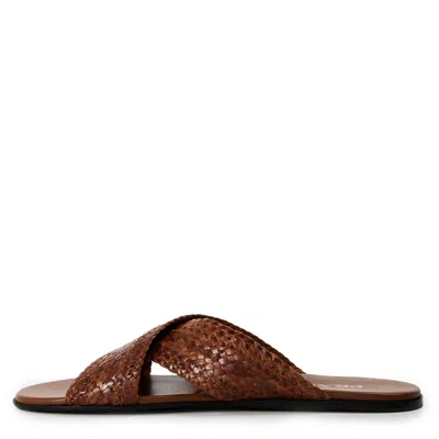 Prada Woven Slippers In Brown
