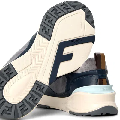 Fendi Flow Low-top Sneakers In Suede And Smooth Calf Leather In Black
