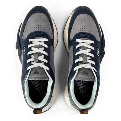 Fendi Flow Low-top Sneakers In Suede And Smooth Calf Leather In Black