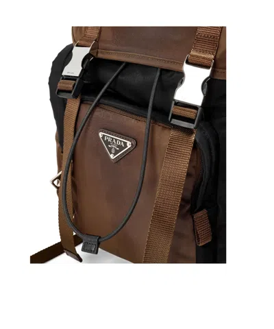 Prada Color-block Nylon Backpack In Blue