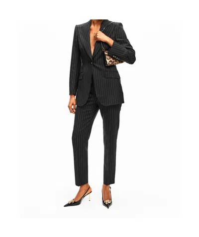 Dolce & Gabbana Stripe Tailored Trouser In Black