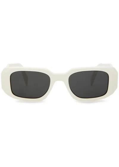 Prada Belted Shearling Jacket In White