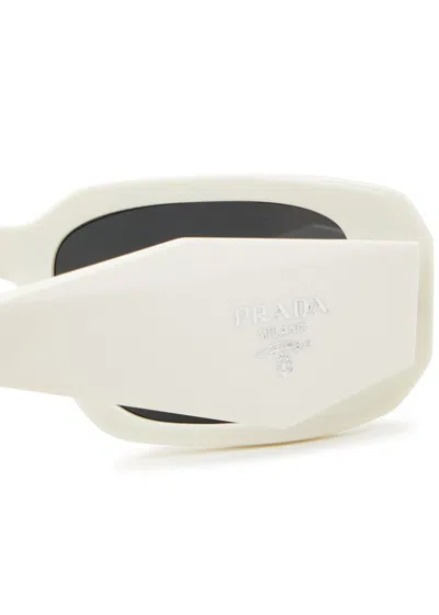 Prada Belted Shearling Jacket In White