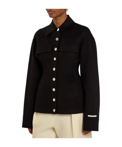 Sportmax Spxarena Tailored Virgin Wool Jacket With Sculpted Silhouette In Black