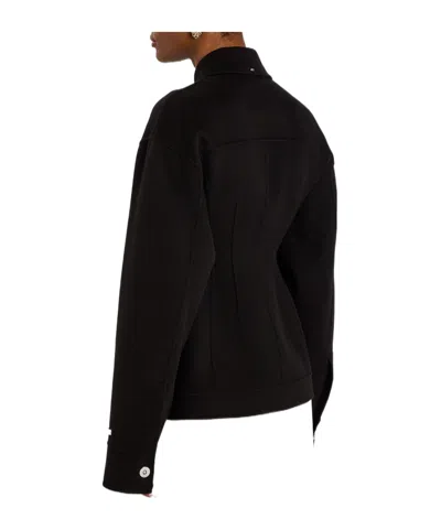 Sportmax Spxarena Tailored Virgin Wool Jacket With Sculpted Silhouette In Black