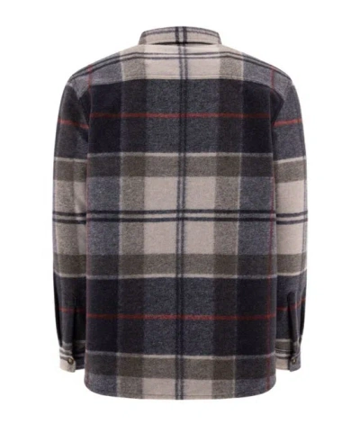 Barbour Checked Long-sleeved Overshirt In Blue