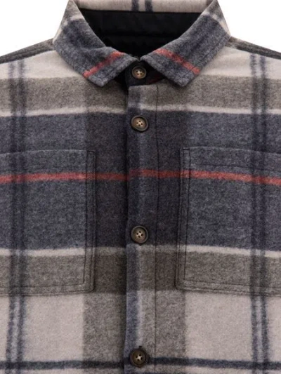 Barbour Checked Long-sleeved Overshirt In Blue