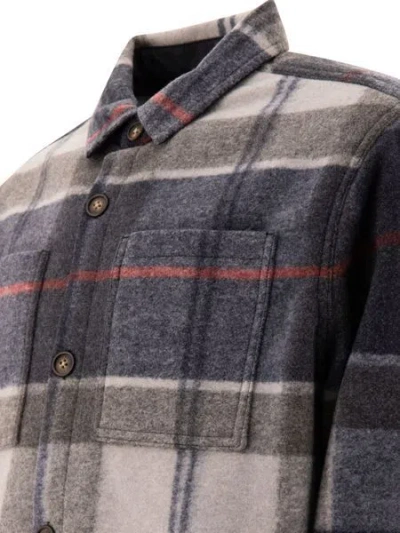 Barbour Checked Long-sleeved Overshirt In Blue