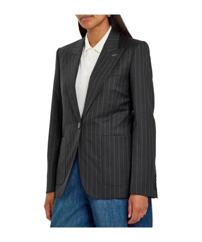 Givenchy Pinstriped Wool Blazer In Black