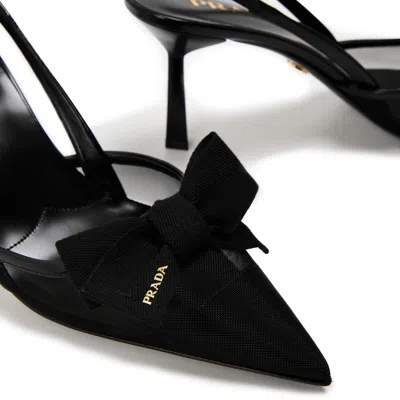 Prada Fabric Slingback Pumps In Black