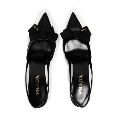 Prada Fabric Slingback Pumps In Black