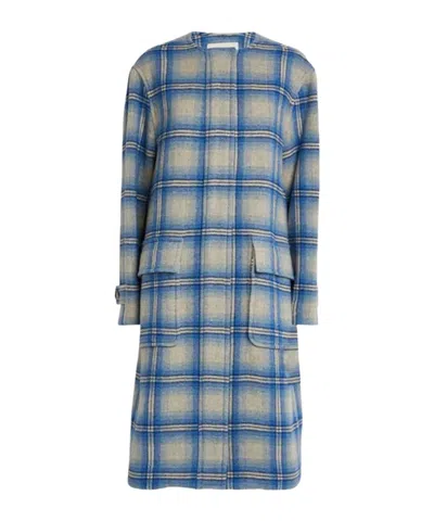 Isabel Marant Plaid-pattern Wool Coat In Blue