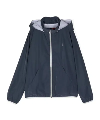 Herno Zipper Hooded Casual Jacket In Black