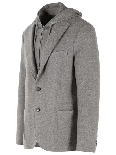 Eleventy Grey Wool Single-breasted Blazer In Multi