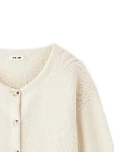 Soft Goat Buttoned Cardigan In Feather White