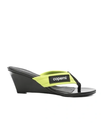 Coperni Logo-patch Wedge Sandals In Black
