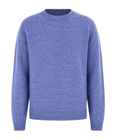 Dondup Flecked-knit Wool Sweater In Blue