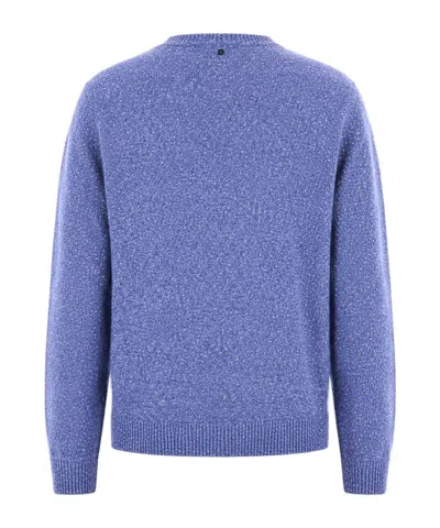 Dondup Flecked-knit Wool Sweater In Blue