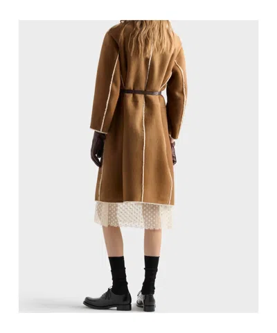 Prada Shearling Coat In Multi