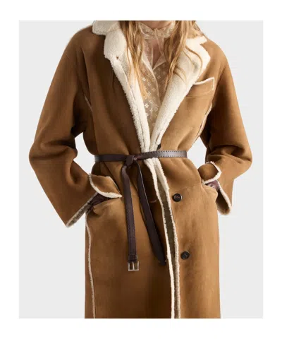 Prada Shearling Coat In Multi